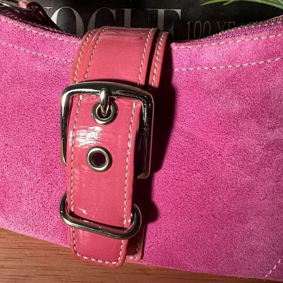 COACH Vintage Hampton Demi Pink 2Tone Suede/Patent Leather RARE & HTF - Picture 3 of 16